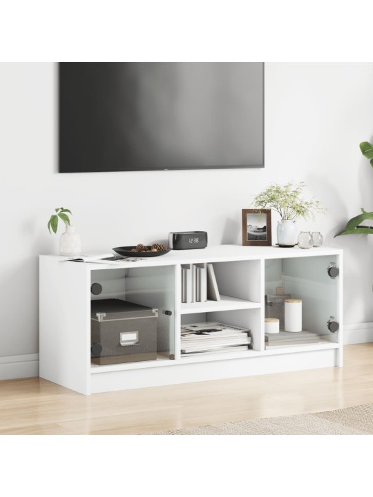 TV skříňka se skleněnými dvířky bílá 102x37x42 cm