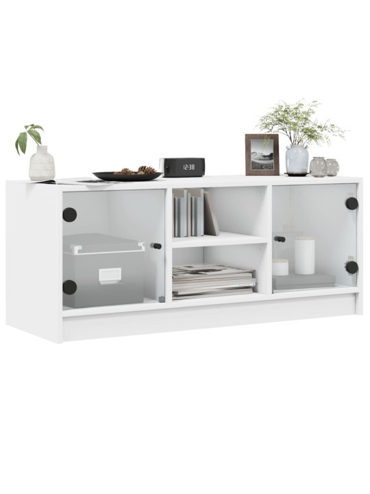 TV skříňka se skleněnými dvířky bílá 102x37x42 cm