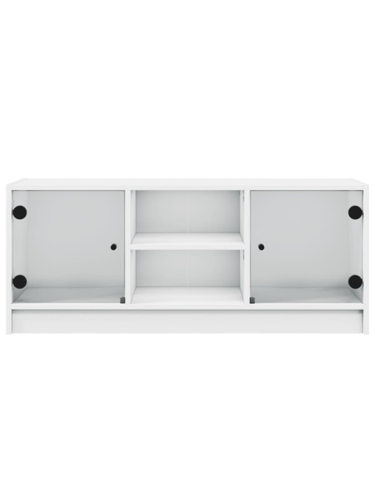 TV skříňka se skleněnými dvířky bílá 102x37x42 cm
