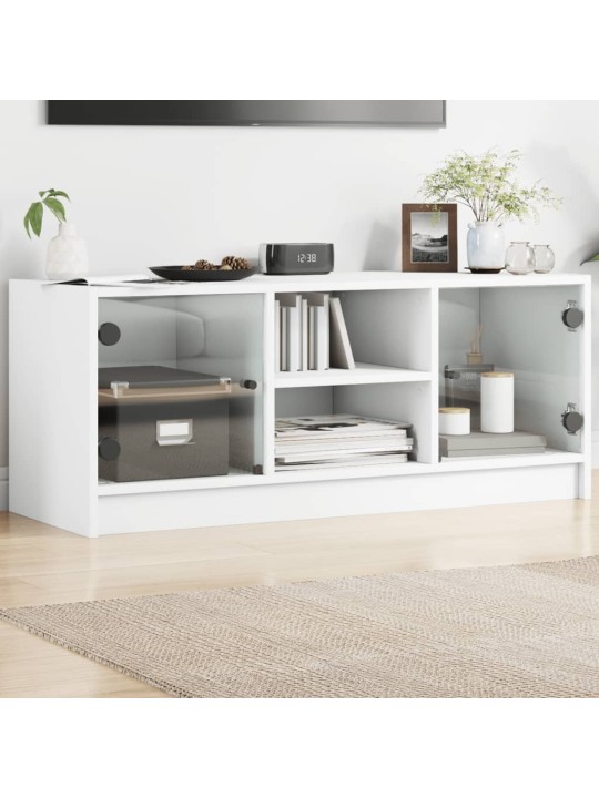 TV skříňka se skleněnými dvířky bílá 102x37x42 cm