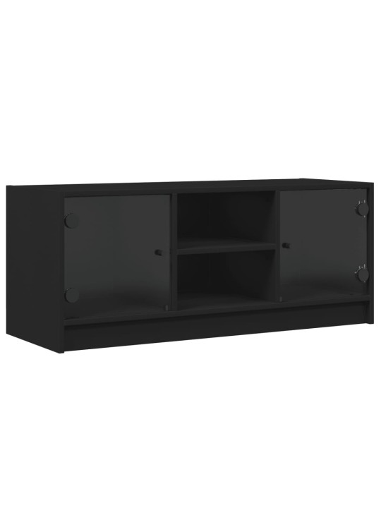 TV skříňka se skleněnými dvířky černá 102x37x42 cm