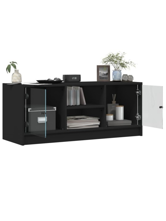 TV skříňka se skleněnými dvířky černá 102x37x42 cm