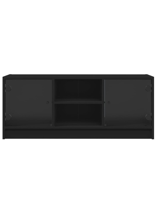 TV skříňka se skleněnými dvířky černá 102x37x42 cm