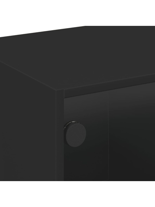 TV skříňka se skleněnými dvířky černá 102x37x42 cm