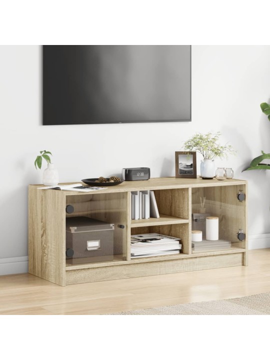 TV skříňka se skleněnými dvířky dub sonoma 102x37x42 cm