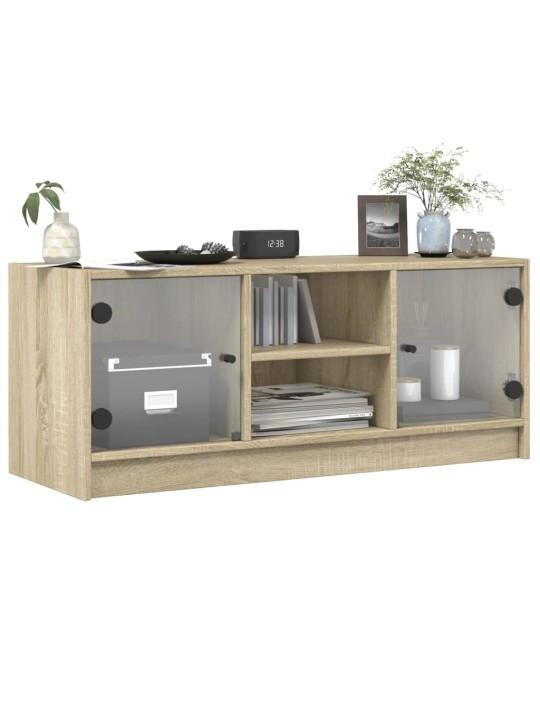 TV skříňka se skleněnými dvířky dub sonoma 102x37x42 cm