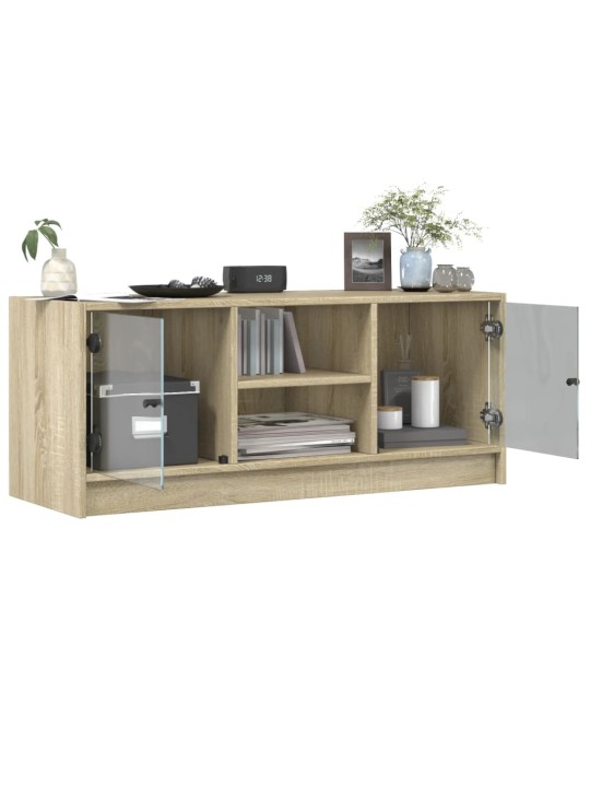TV skříňka se skleněnými dvířky dub sonoma 102x37x42 cm