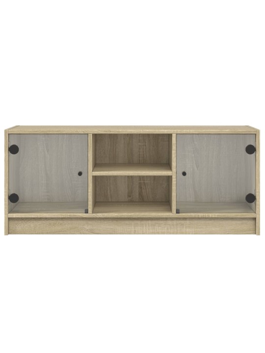 TV skříňka se skleněnými dvířky dub sonoma 102x37x42 cm