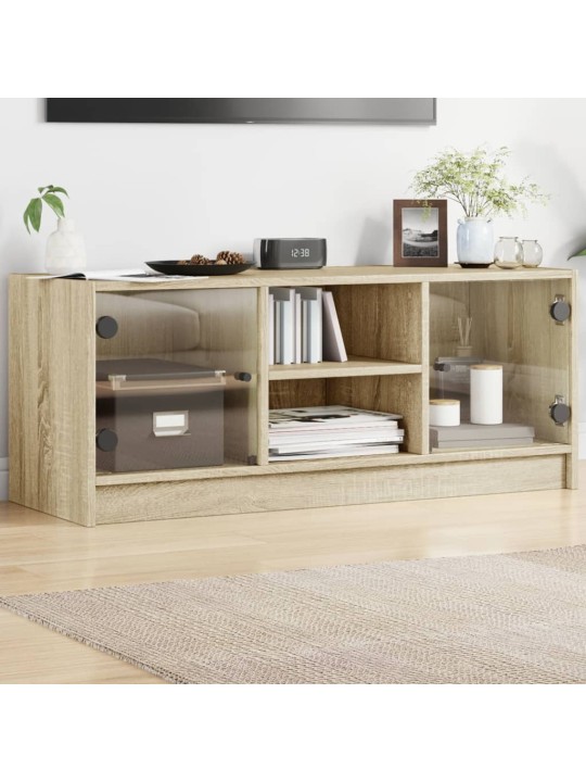 TV skříňka se skleněnými dvířky dub sonoma 102x37x42 cm