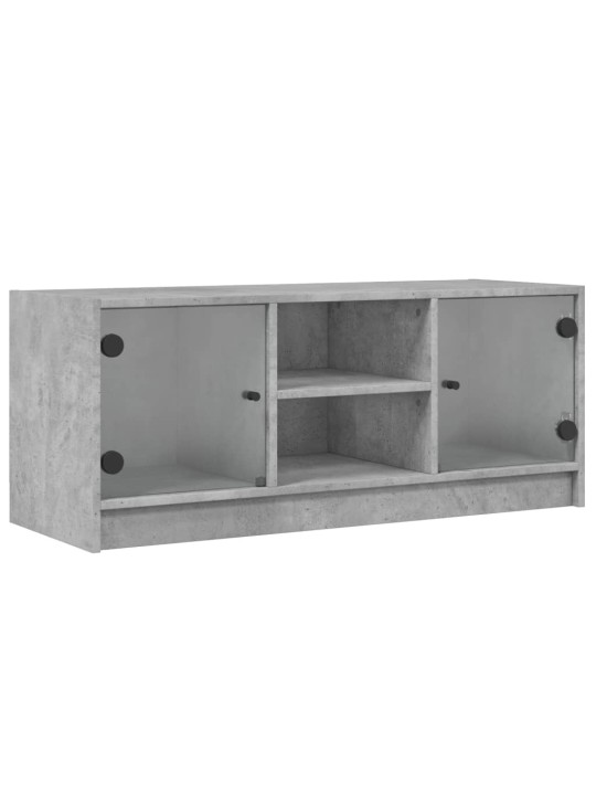 TV skříňka se skleněnými dvířky betonově šedá 102x37x42 cm