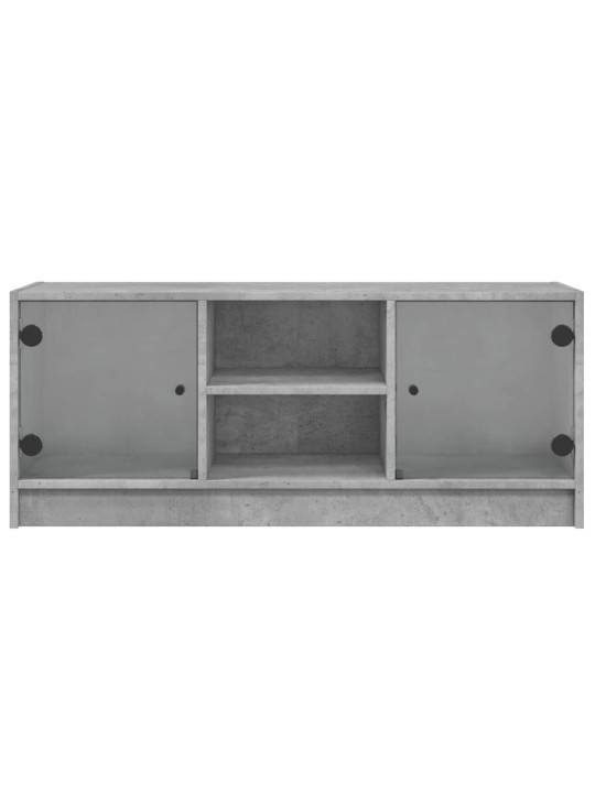 TV skříňka se skleněnými dvířky betonově šedá 102x37x42 cm