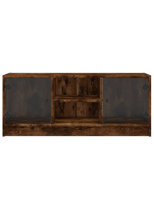 TV skříňka se skleněnými dvířky kouřový dub 102x37x42 cm