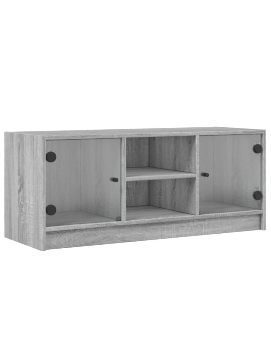 TV skříňka se skleněnými dvířky šedá sonoma 102x37x42 cm