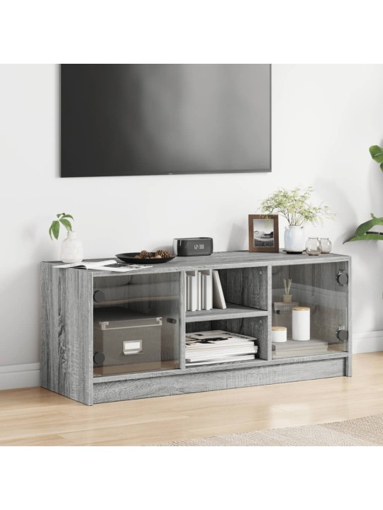 TV skříňka se skleněnými dvířky šedá sonoma 102x37x42 cm