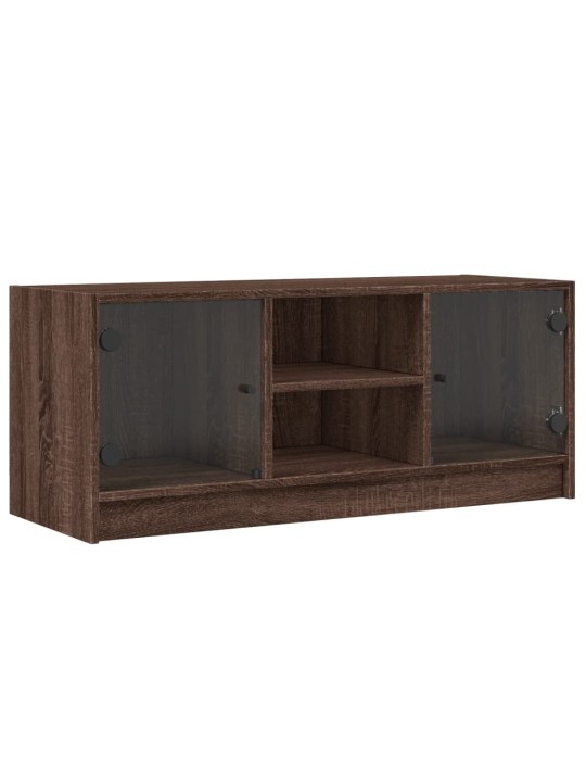 TV skříňka se skleněnými dvířky hnědý dub 102x37x42 cm
