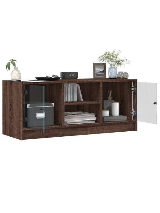 TV skříňka se skleněnými dvířky hnědý dub 102x37x42 cm