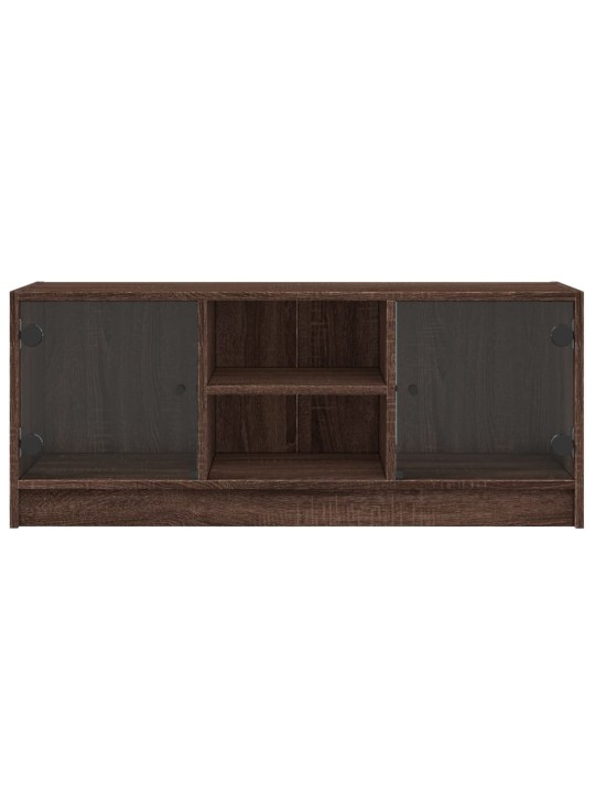 TV skříňka se skleněnými dvířky hnědý dub 102x37x42 cm