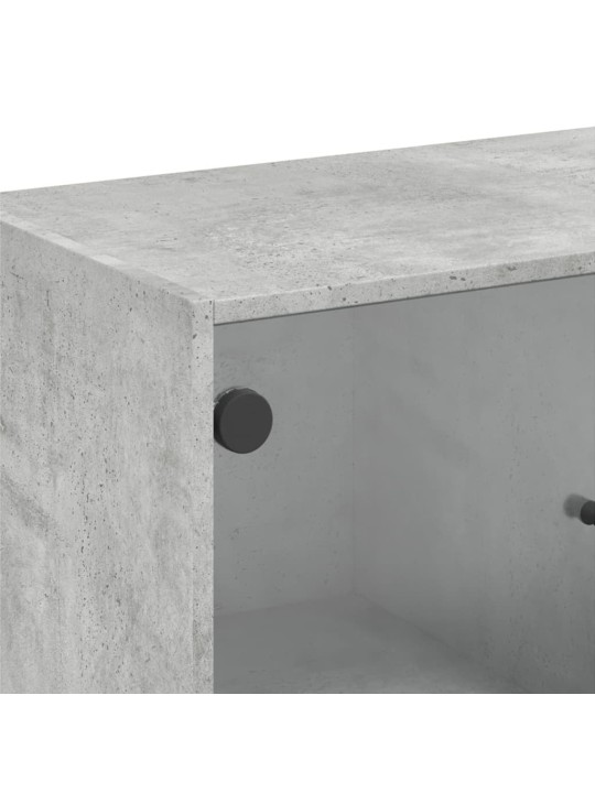 Odkládací skříňka skleněná dvířka betonově šedá 68x37x75,5 cm