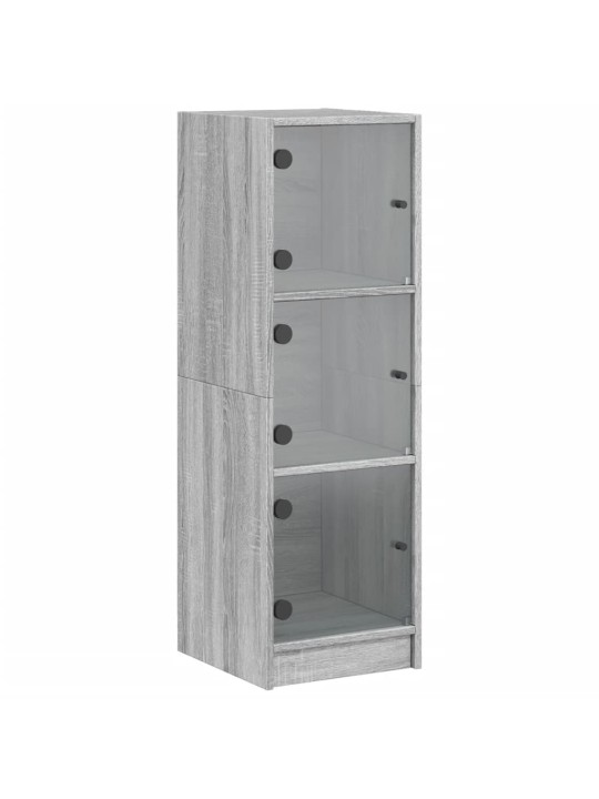 Highboard se skleněnými dvířky šedý sonoma 35 x 37 x 109 cm