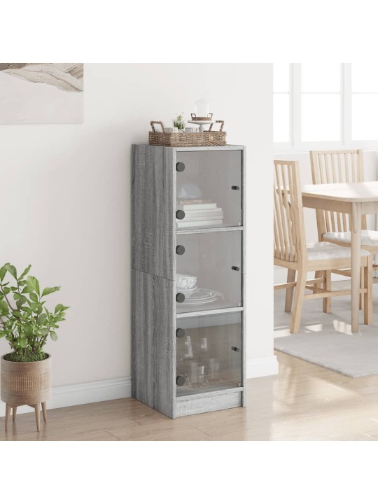 Highboard se skleněnými dvířky šedý sonoma 35 x 37 x 109 cm