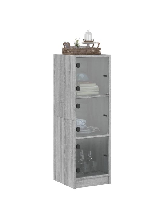 Highboard se skleněnými dvířky šedý sonoma 35 x 37 x 109 cm