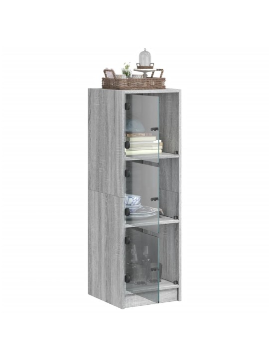 Highboard se skleněnými dvířky šedý sonoma 35 x 37 x 109 cm