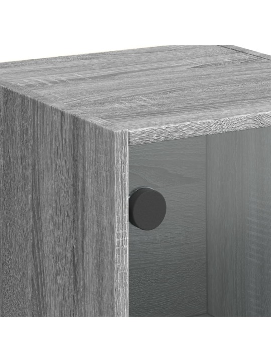 Highboard se skleněnými dvířky šedý sonoma 35 x 37 x 109 cm