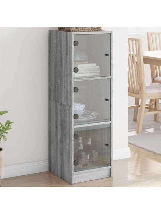 Highboard se skleněnými dvířky šedý sonoma 35 x 37 x 109 cm