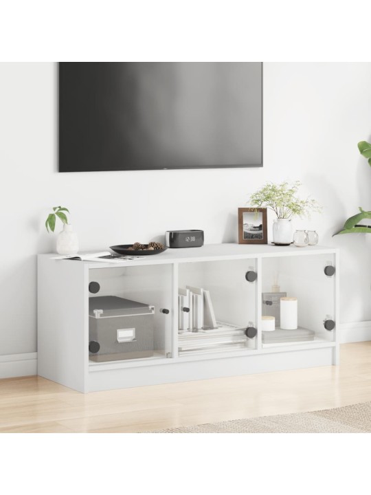 TV skříňka se skleněnými dvířky bílá 102x37x42 cm