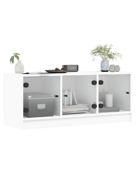TV skříňka se skleněnými dvířky bílá 102x37x42 cm