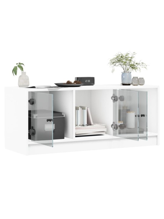 TV skříňka se skleněnými dvířky bílá 102x37x42 cm