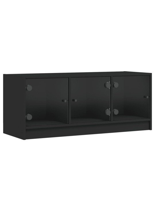 TV skříňka se skleněnými dvířky černá 102x37x42 cm
