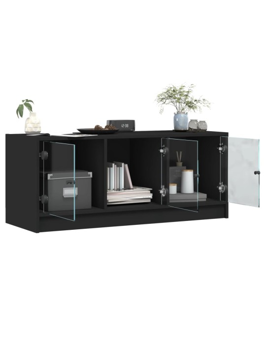 TV skříňka se skleněnými dvířky černá 102x37x42 cm