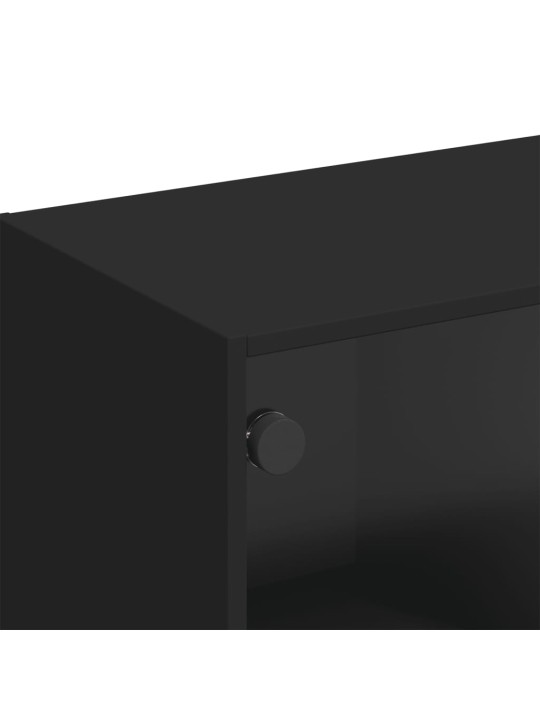 TV skříňka se skleněnými dvířky černá 102x37x42 cm