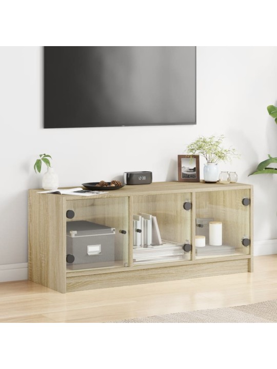 TV skříňka se skleněnými dvířky dub sonoma 102x37x42 cm