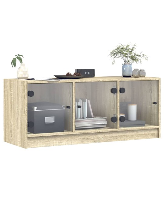 TV skříňka se skleněnými dvířky dub sonoma 102x37x42 cm
