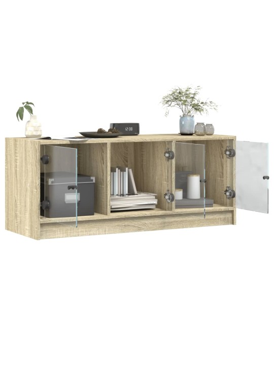 TV skříňka se skleněnými dvířky dub sonoma 102x37x42 cm