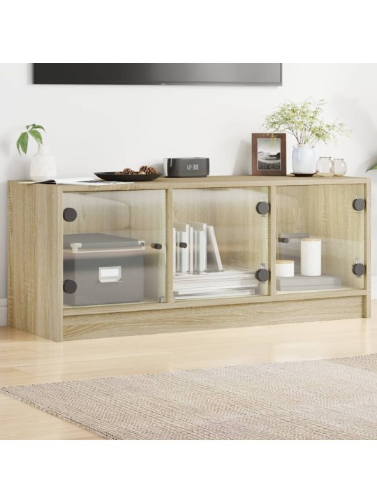 TV skříňka se skleněnými dvířky dub sonoma 102x37x42 cm