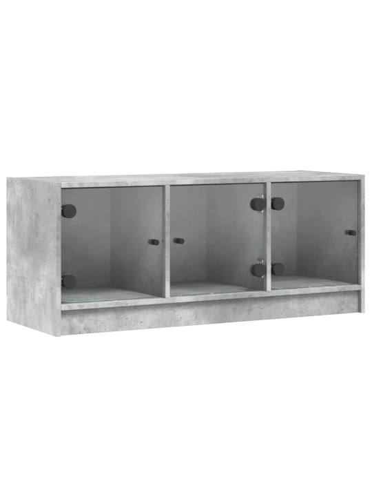 TV skříňka se skleněnými dvířky betonově šedá 102x37x42 cm