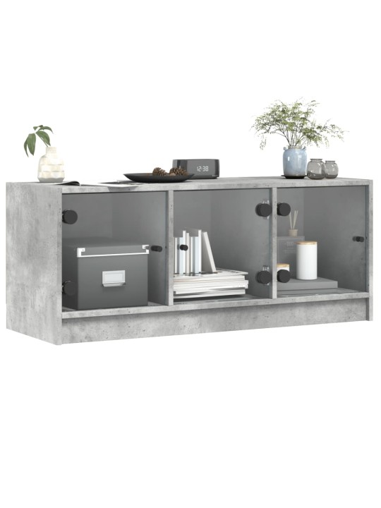TV skříňka se skleněnými dvířky betonově šedá 102x37x42 cm