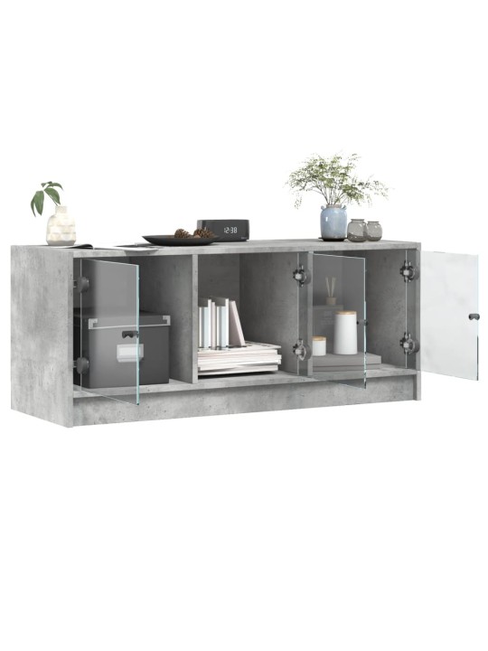 TV skříňka se skleněnými dvířky betonově šedá 102x37x42 cm