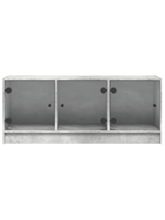 TV skříňka se skleněnými dvířky betonově šedá 102x37x42 cm