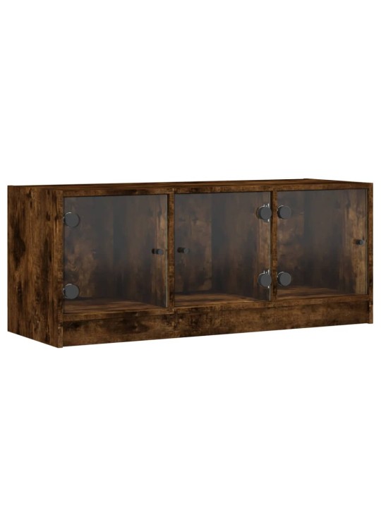 TV skříňka se skleněnými dvířky kouřový dub 102x37x42 cm