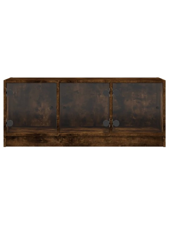 TV skříňka se skleněnými dvířky kouřový dub 102x37x42 cm