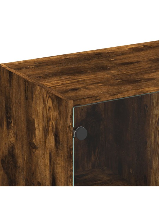 TV skříňka se skleněnými dvířky kouřový dub 102x37x42 cm