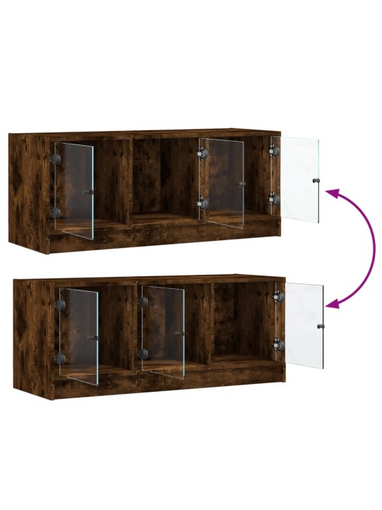TV skříňka se skleněnými dvířky kouřový dub 102x37x42 cm