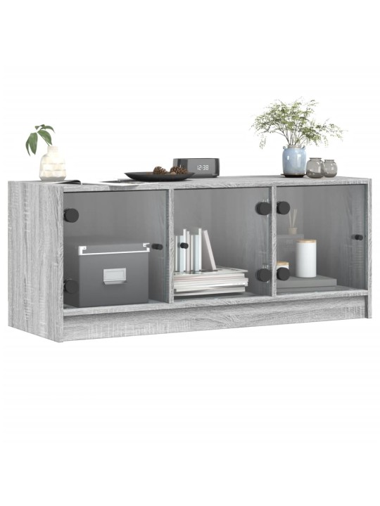 TV skříňka se skleněnými dvířky šedá sonoma 102x37x42 cm