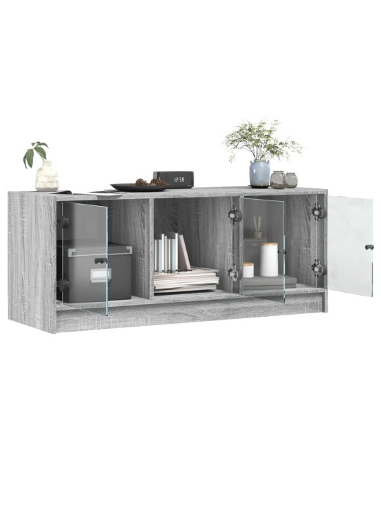 TV skříňka se skleněnými dvířky šedá sonoma 102x37x42 cm