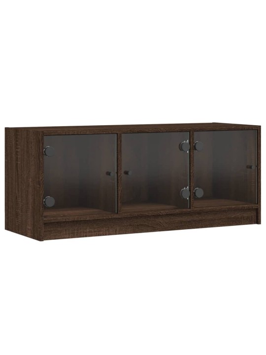 TV skříňka se skleněnými dvířky hnědý dub 102x37x42 cm