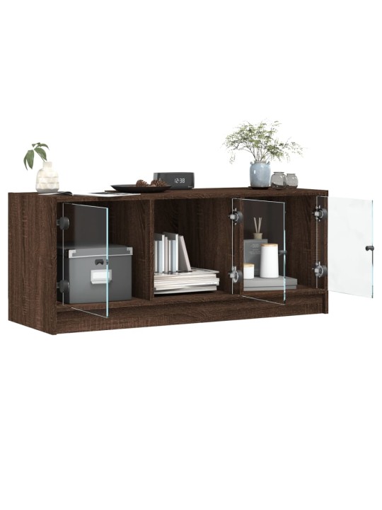 TV skříňka se skleněnými dvířky hnědý dub 102x37x42 cm